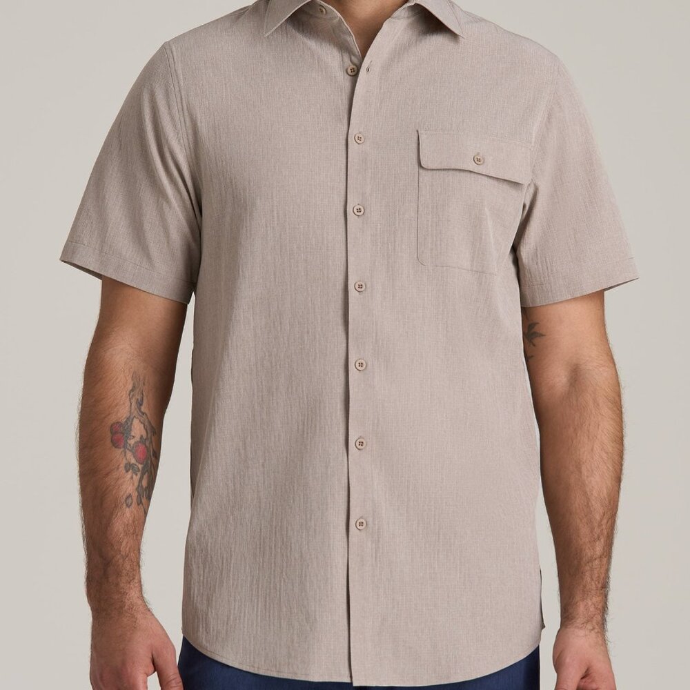 American Tall LJ&S Great Lakes Sport Shirt for Tall Men in Atmosphere Size 2XL2X